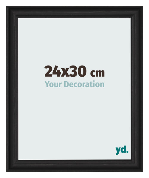Photo Frame 24x30cm Black Woodgrain MDF Lazio Front Size | Yourdecoration.co.uk