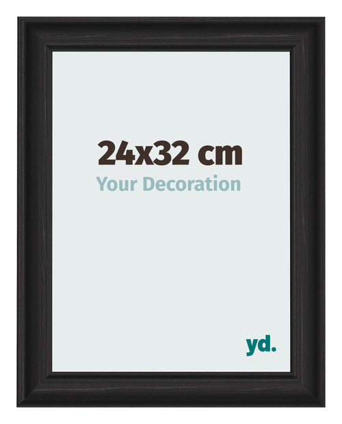 Photo Frame 24x32cm Black Woodgrain MDF Lazio Front Size | Yourdecoration.co.uk