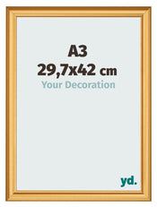 Photo Frame 29 7x42cm A3 Gold Matte MDF Lazio Front Size | Yourdecoration.co.uk