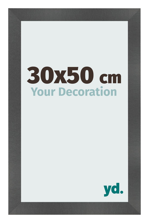 Photo Frame 30x50cm Black Silver Polished MDF Pisa Front Size | Yourdecoration.co.uk