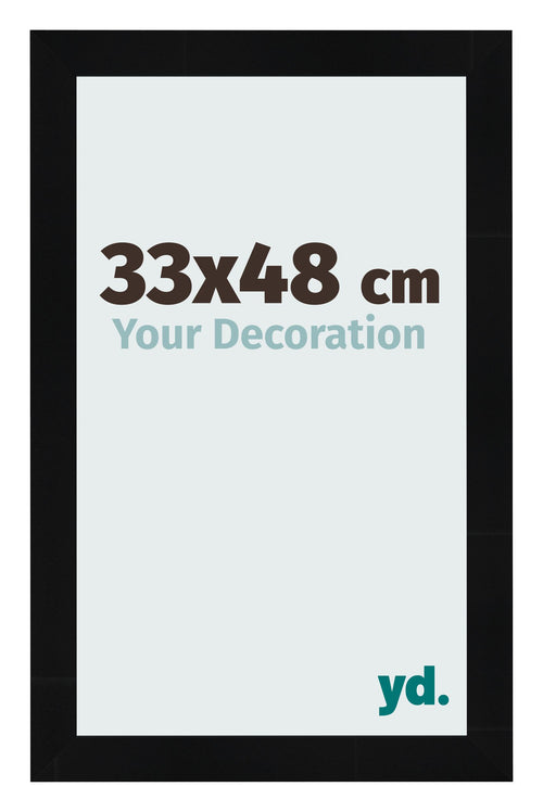 Photo Frame 33x48cm Black Silver Polished MDF Pisa Front Size | Yourdecoration.co.uk