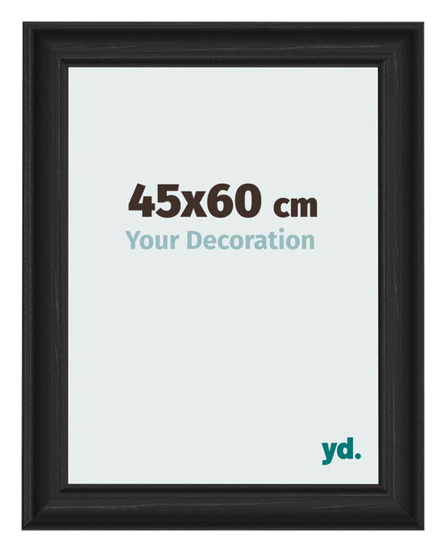 Photo Frame 45x60cm Black Woodgrain MDF Lazio Front Size | Yourdecoration.co.uk