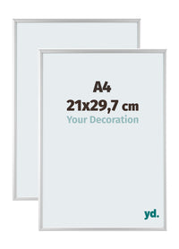 Aurora Aluminium Photo Frame 21x29-7cm A4 Set Van 2 Silver Matt Front Size | Yourdecoration.co.uk