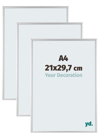 Aurora Aluminium Photo Frame 21x29-7cm A4 Set Van 3 Silver Matt Front Size | Yourdecoration.co.uk