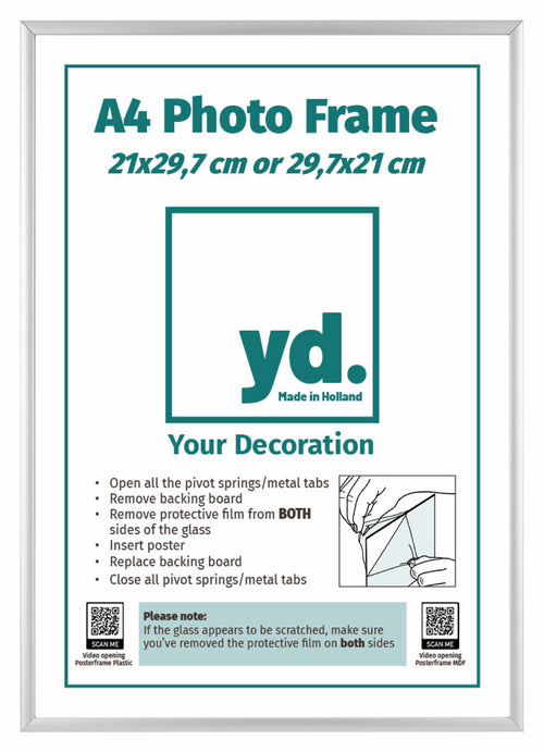 Aurora Aluminium Photo Frame 21x29 7cm A4 Silver Front Insert Sheet | Yourdecoration.co.uk