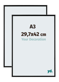 Aurora Aluminium Photo Frame 29-7x42cm A3 Set Van 2 Black Matt Front Size | Yourdecoration.co.uk