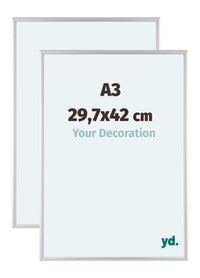 Aurora Aluminium Photo Frame 29-7x42cm A3 Set Van 2 Silver Matt Front Size | Yourdecoration.co.uk