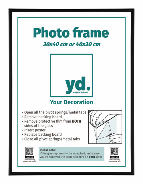 Aurora Aluminium Photo Frame 30x40cm Black Mat Front Size | Yourdecoration.co.uk