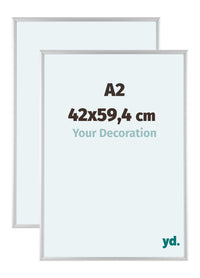 Aurora Aluminium Photo Frame 42x59-4cm A2 Set Van 2 Silver Matt Front Size | Yourdecoration.co.uk