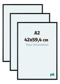 Aurora Aluminium Photo Frame 42x59-4cm A2 Set Van 3 Black Matt Front Size | Yourdecoration.co.uk