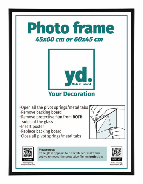 Aurora Aluminium Photo Frame 45x60cm Black Mat Front Size | Yourdecoration.co.uk