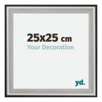 Birmingham Wooden Photo Frame 25x25cm Black Silver gepolijst Size | Yourdecoration.co.uk