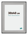 Birmingham Wooden Photo Frame 30x40cm Black Silver gepolijst Size | Yourdecoration.co.uk