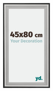 Birmingham Wooden Photo Frame 45x80cm Black Silver Gepolijst Size | Yourdecoration.co.uk