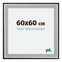 Birmingham Wooden Photo Frame 60x60cm Black Silver gepolijst Size | Yourdecoration.co.uk