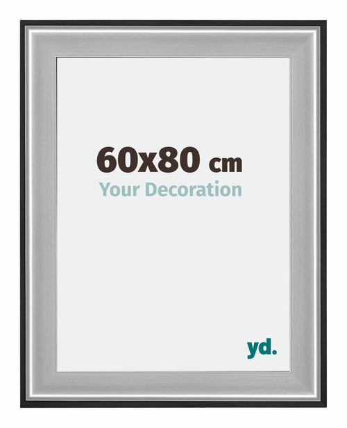 Birmingham Wooden Photo Frame 60x80cm Black Silver gepolijst Size | Yourdecoration.co.uk