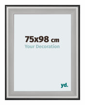 Birmingham Wooden Photo Frame 75x98cm Black Silver Polished Front Size | Yourdecoration.co.uk