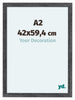 Como MDF Photo Frame 42x59 4cm A2 Gray Swept Front Size | Yourdecoration.co.uk