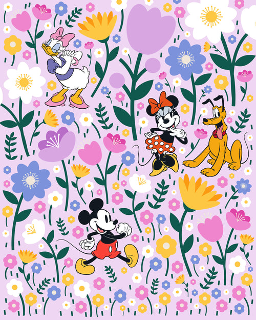 Disney Mickey Mouse and Minnie Mouse Botanical Spring Wall Mural DX4 175 | Yourdecoration.co.uk