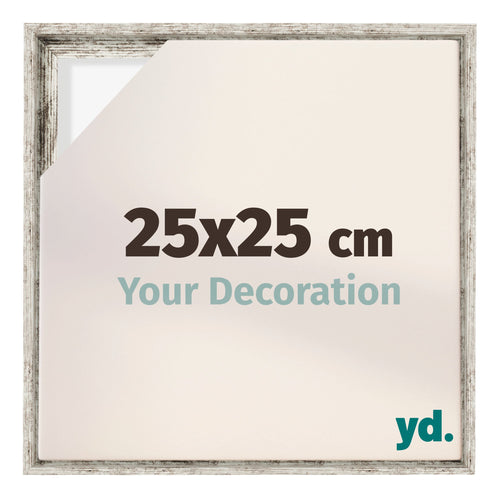 Lyon MDF Canvas Floater Frame 25x25cm White Vintage Voorzijde Maat | Yourdecoration.co.uk