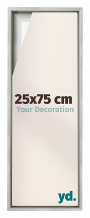 Lyon MDF Canvas Floater Frame 25x75cm Silver Matte Front Size | Yourdecoration.co.uk