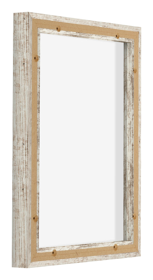 Lyon MDF Canvas Floater Frame 3 4 White Vintage Back Oblique | Yourdecoration.co.uk