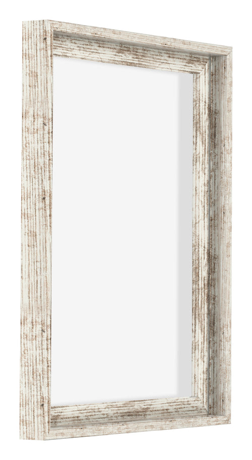 Lyon MDF Canvas Floater Frame 3 4 White Vintage Front Oblique | Yourdecoration.co.uk