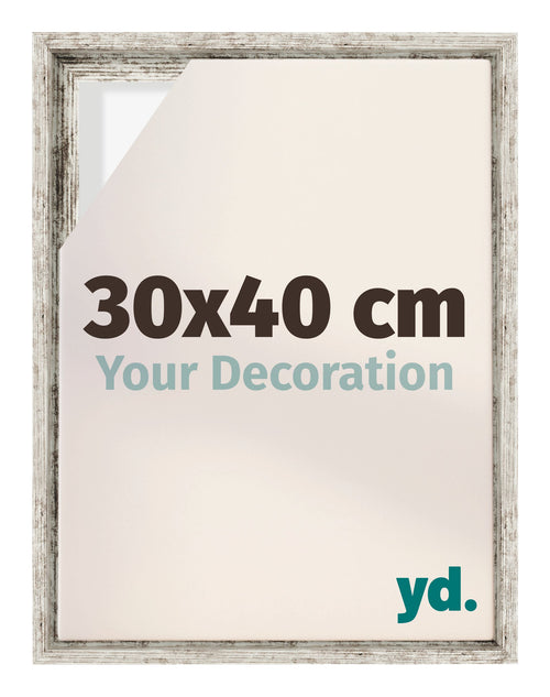 Lyon MDF Canvas Floater Frame 30x40cm White Vintage Voorzijde Maat | Yourdecoration.co.uk