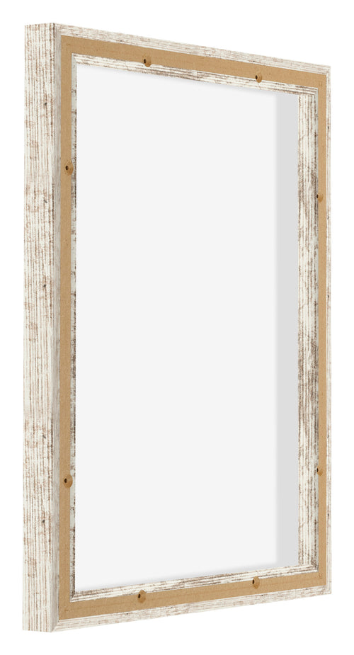 Lyon MDF Canvas Floater Frame 4 5 White Vintage Back Oblique | Yourdecoration.co.uk