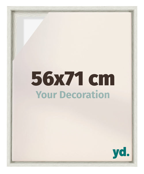 Lyon MDF Canvas Floater Frame 56x71cm White Wash Voorzijde Maat | Yourdecoration.co.uk