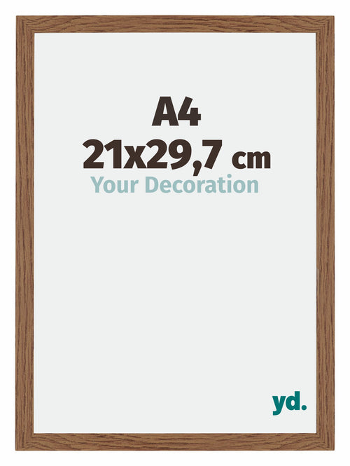 Mura MDF Photo Frame 21x29 7cm A4 Oak Rustic Front Size | Yourdecoration.co.uk