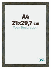 Mura MDF Photo Frame 21x29,7cm A4 Blue Gold Melange Front Size | Yourdecoration.co.uk