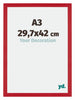 Mura MDF Photo Frame 29 7x42cm A3 Red Front Size | Yourdecoration.co.uk