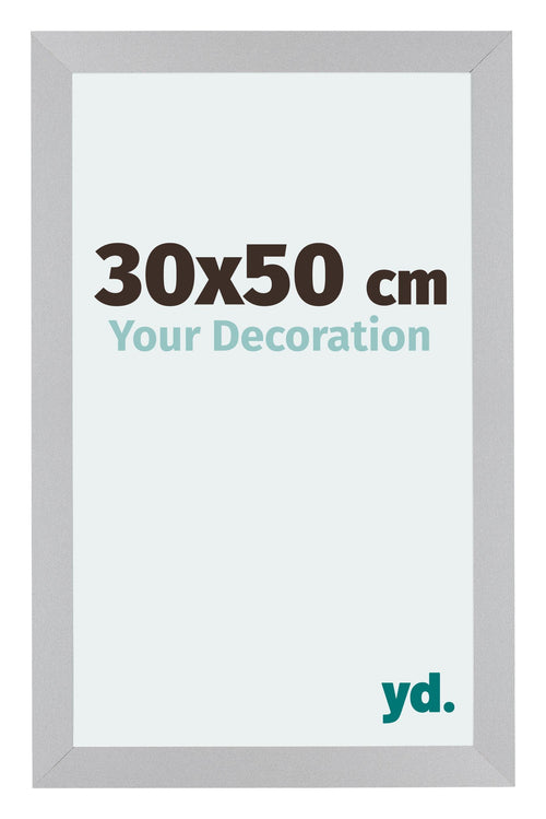 Mura MDF Photo Frame 30x50cm Silver Matte Front Size | Yourdecoration.co.uk