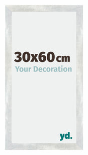 Mura MDF Photo Frame 30x60cm Silver Glossy Vintage Front Size | Yourdecoration.co.uk