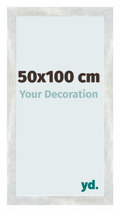 Mura MDF Photo Frame 50x100cm Silver Glossy Vintage Front Size | Yourdecoration.co.uk