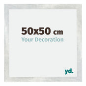 Mura MDF Photo Frame 50x50cm Silver Glossy Vintage Front Size | Yourdecoration.co.uk
