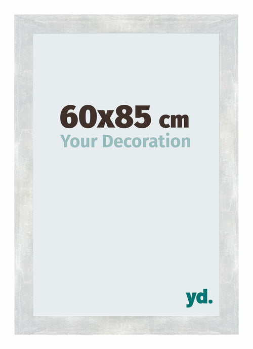 Mura MDF Photo Frame 60x85cm Silver Glossy Vintage Front Size | Yourdecoration.co.uk