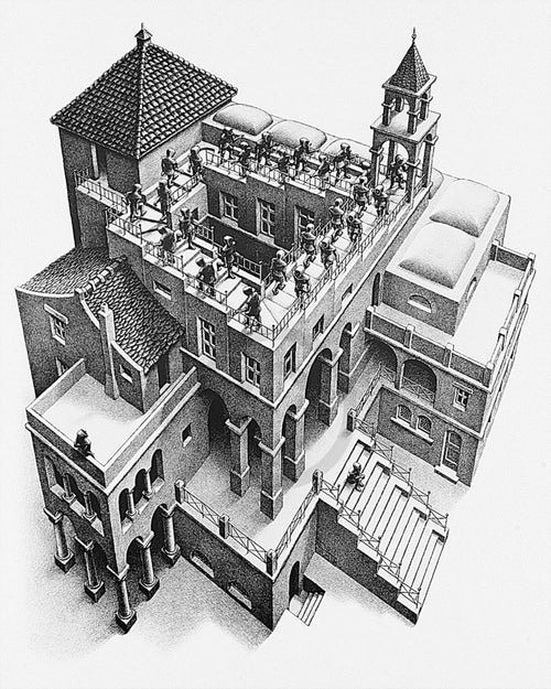 PGM ESE 23 M C Escher Treppauf und Treppab Art Print 55x65cm | Yourdecoration.co.uk