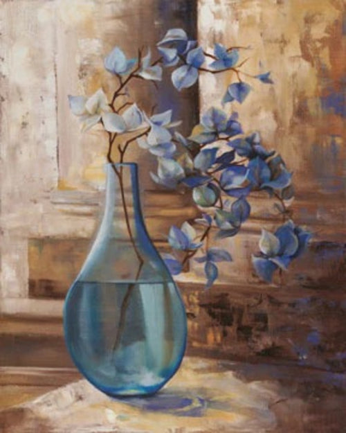 PGM LMO 05 L Montillio Blue Glass Still I Art Print 40x50cm | Yourdecoration.co.uk