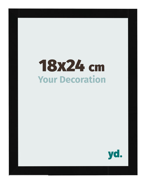 Photo Frame 18x24cm Black High Gloss MDF Bologna Front Size | Yourdecoration.co.uk