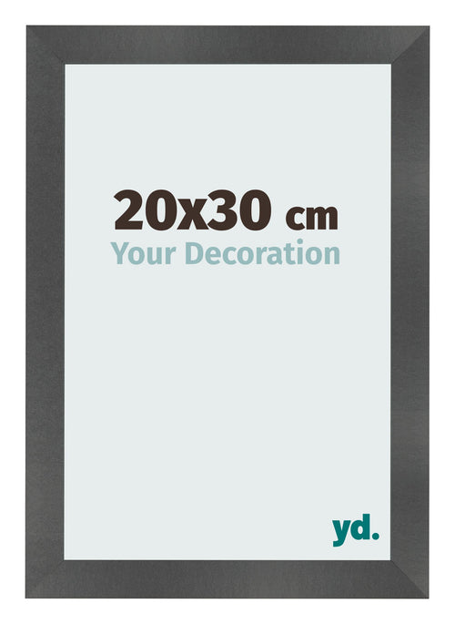 Photo Frame 20x30cm Black Silver Polished MDF Pisa Front Size | Yourdecoration.co.uk