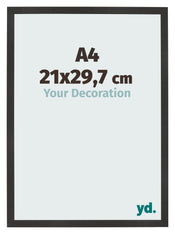 Photo Frame 21x29 7 cm A4 Black Matte MDF Bologna Front Size | Yourdecoration.co.uk