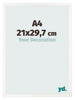 Photo Frame 21x29 7 cm A4 White High Gloss MDF Bologna Front Size | Yourdecoration.co.uk