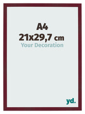 Photo Frame 21x29 7 cm A4 Wine Red Swept MDF Bologna Front Size | Yourdecoration.co.uk