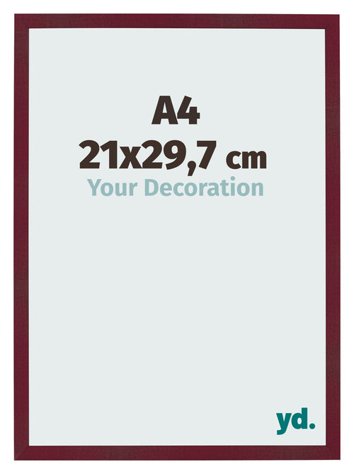 Photo Frame 21x29 7 cm A4 Wine Red Swept MDF Bologna Front Size | Yourdecoration.co.uk