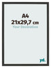 Photo Frame 21x29 7cm A4 Black Woodgrain MDF Bologna Front Size | Yourdecoration.co.uk