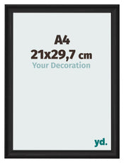 Photo Frame 21x29 7cm A4 Black Woodgrain MDF Lazio Front Size | Yourdecoration.co.uk
