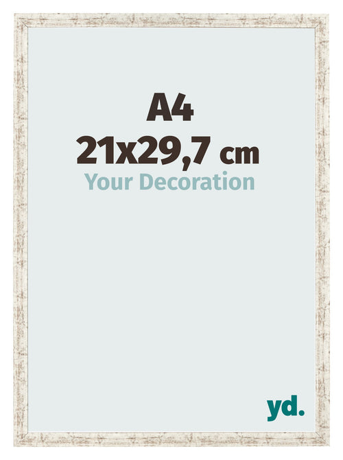 Photo Frame 21x29 7cm A4 White Vintage MDF Bologna Front Size | Yourdecoration.co.uk