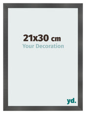 Photo Frame 21x30cm Black Silver Polished MDF Pisa Front Size | Yourdecoration.co.uk